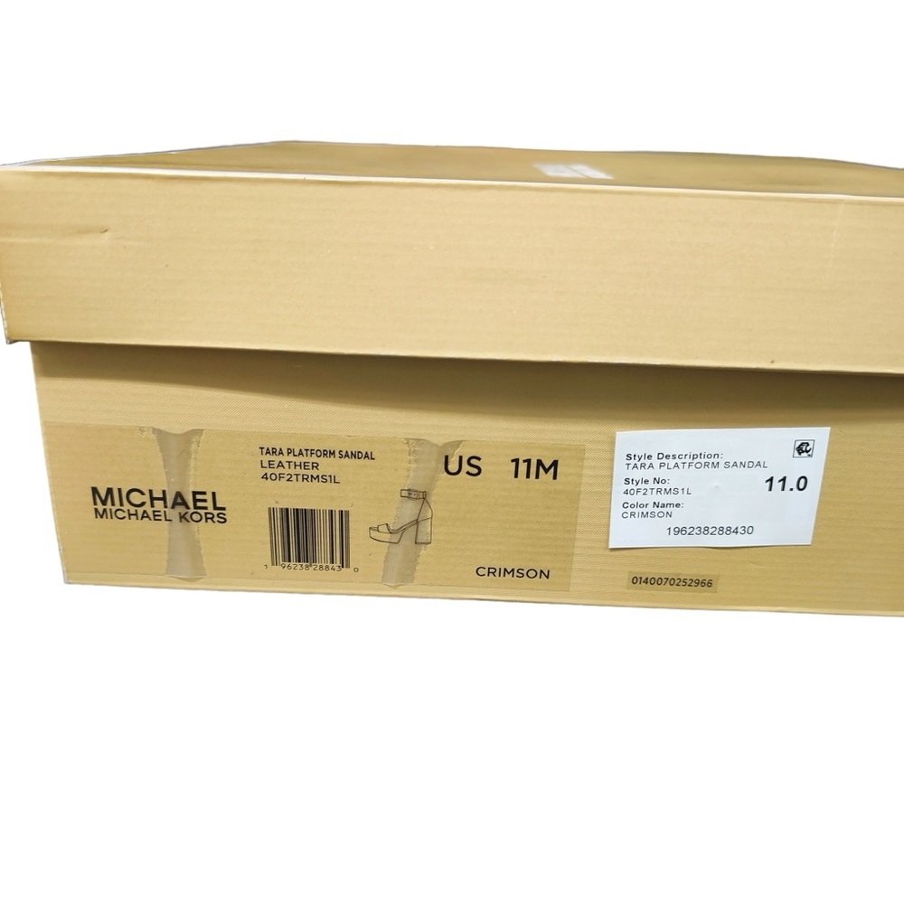 Michael Kors Women's Tara Platform Dress Heel Sandals Red Crimson Leather - Picture 11 of 11